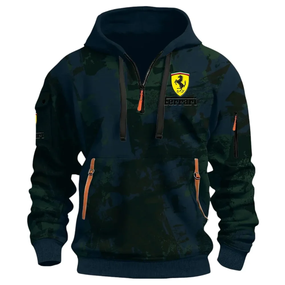 Superfast Road Car Hoodie Half Zip 3D Print, Comfortable Daily Wear CAR514 - Navy - Image 2