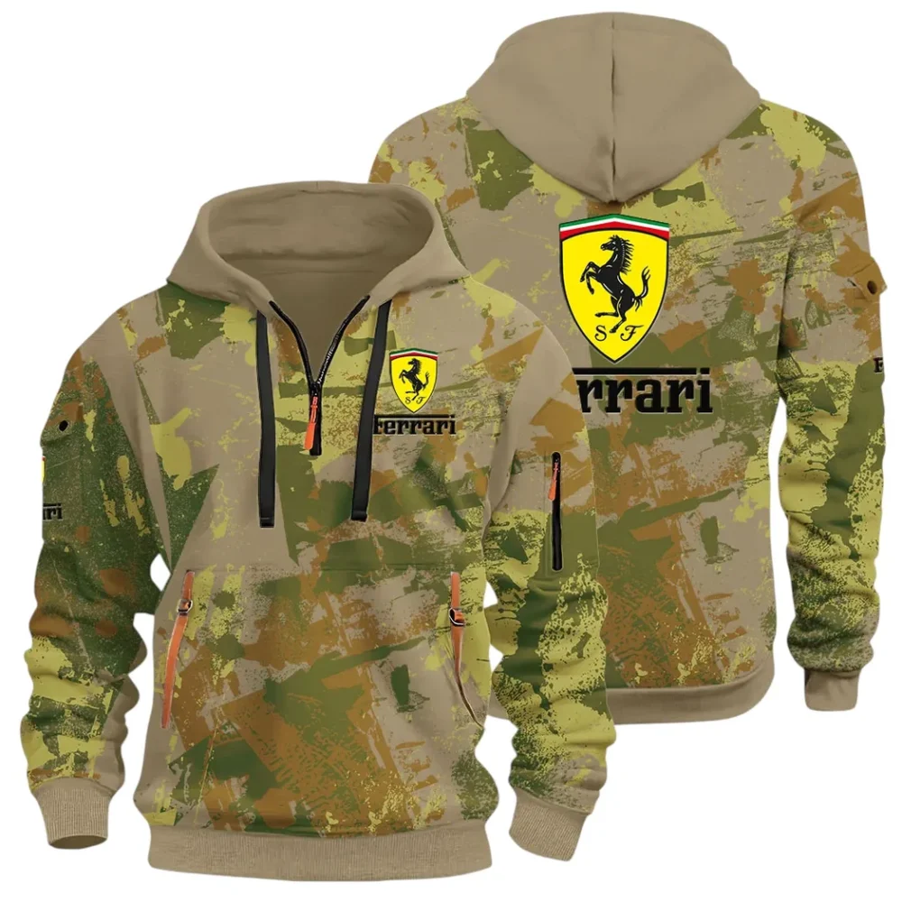 Superfast Road Car Hoodie Half Zip 3D Print, Comfortable Daily Wear CAR514 - Khaki