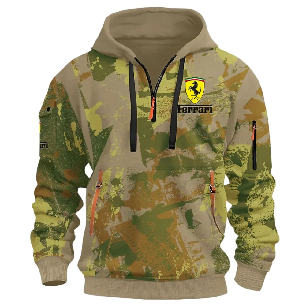 Superfast Road Car Hoodie Half Zip 3D Print, Comfortable Daily Wear CAR514 - Khaki - Image 2