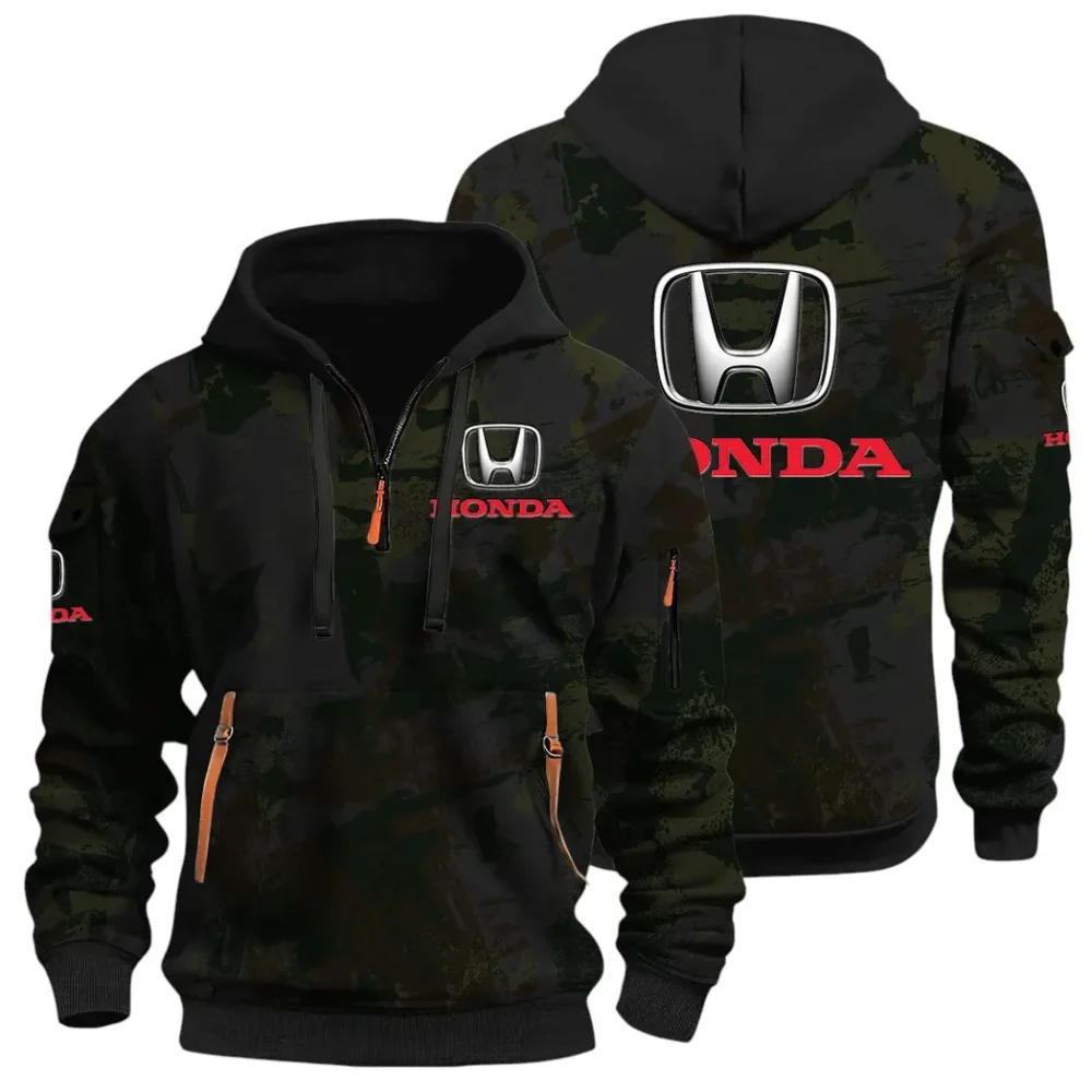 Compact Car Hoodie Half Zip 3D Print, Comfortable Daily Hoodie CAR514 - Black