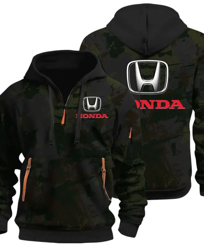 Compact Car Hoodie Half Zip 3D Print, Comfortable Daily Hoodie CAR514 - Black