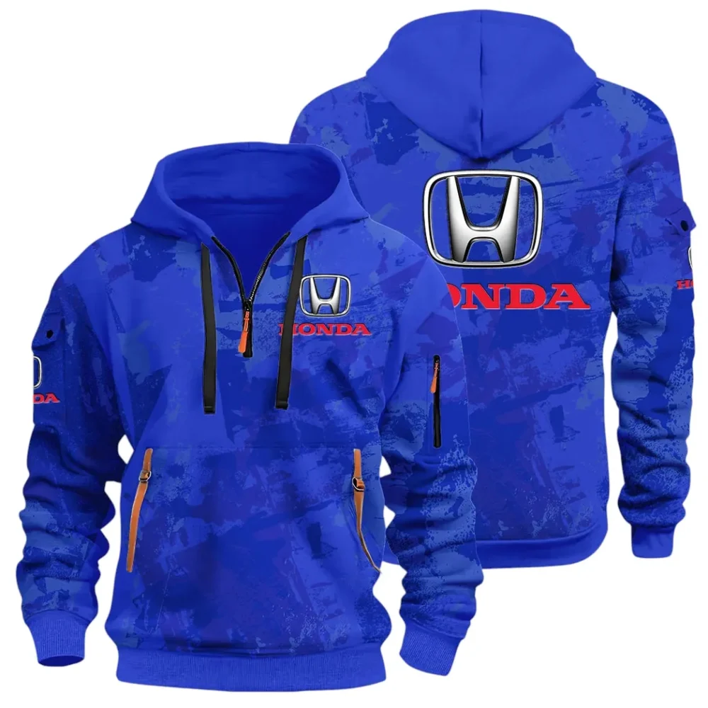 Compact Car Hoodie Half Zip 3D Print, Comfortable Daily Hoodie CAR514 - Blue