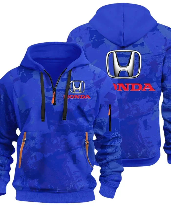 Compact Car Hoodie Half Zip 3D Print, Comfortable Daily Hoodie CAR514 - Blue