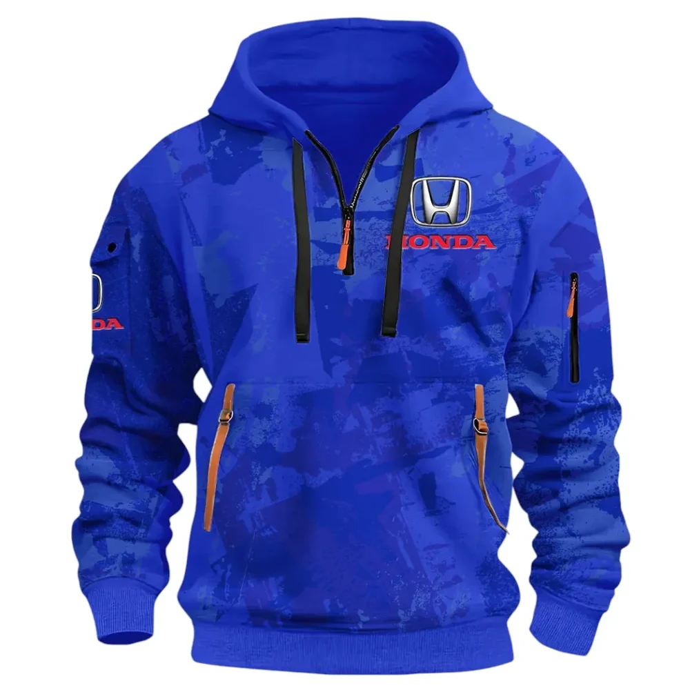 Compact Car Hoodie Half Zip 3D Print, Comfortable Daily Hoodie CAR514 - Blue - Image 2