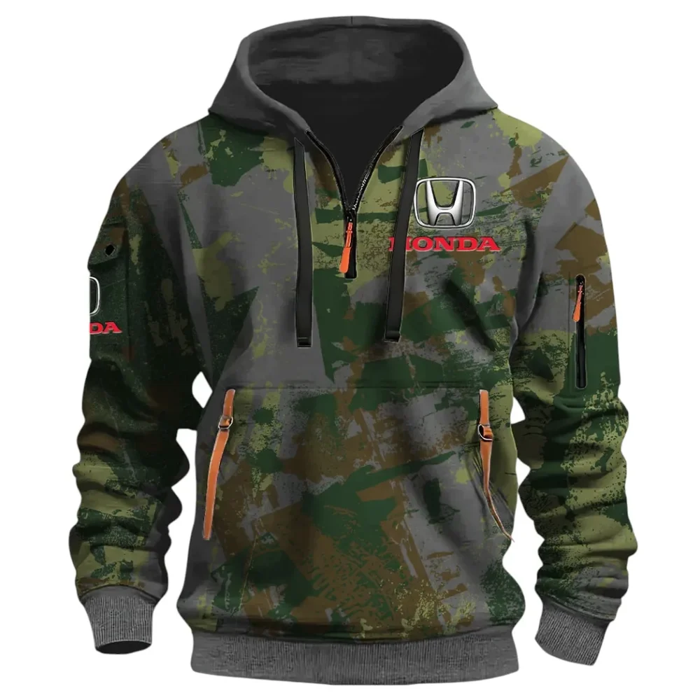 Compact Car Hoodie Half Zip 3D Print, Comfortable Daily Hoodie CAR514 - Dark Gray - Image 2