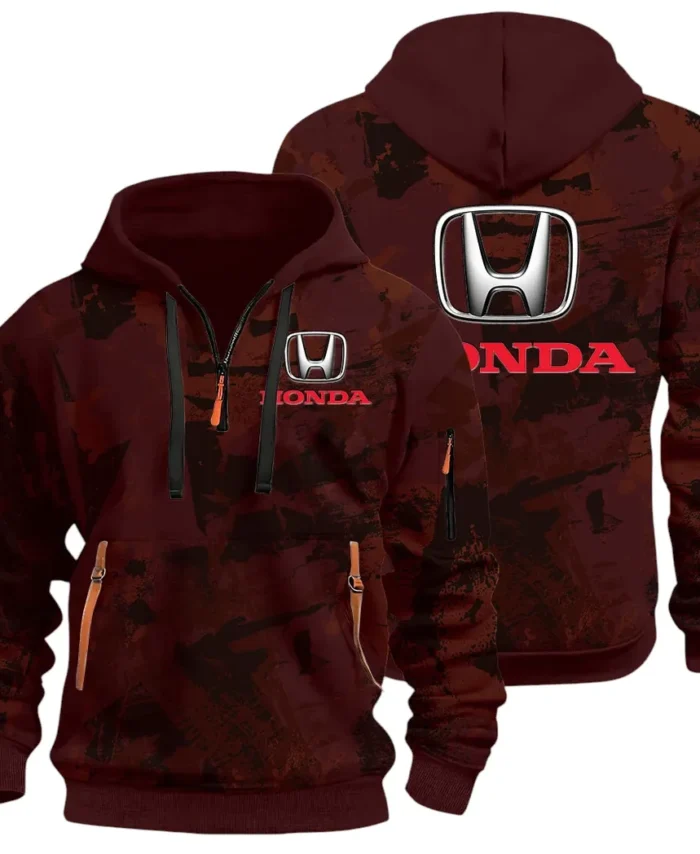 Compact Car Hoodie Half Zip 3D Print, Comfortable Daily Hoodie CAR514 - Dark Red