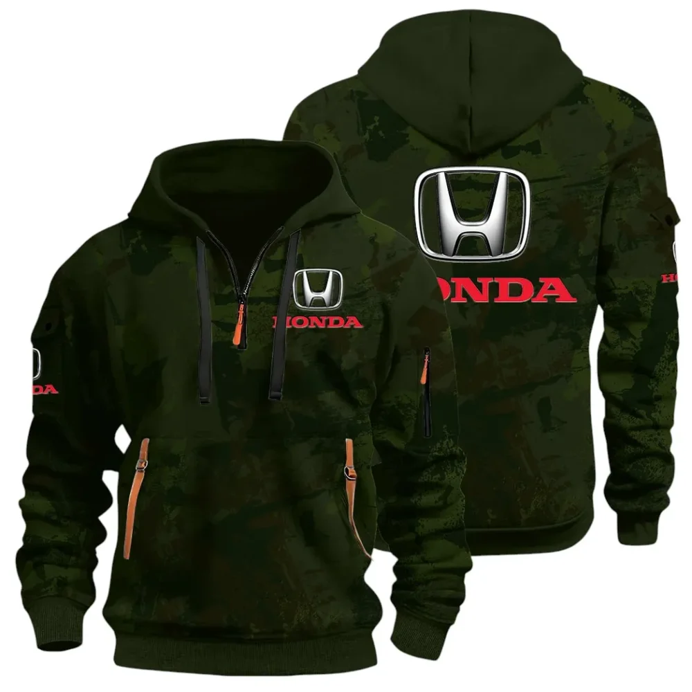 Compact Car Hoodie Half Zip 3D Print, Comfortable Daily Hoodie CAR514 - Green