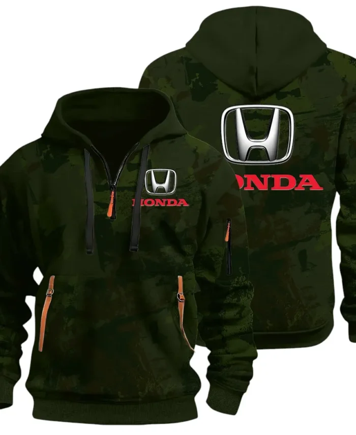 Compact Car Hoodie Half Zip 3D Print, Comfortable Daily Hoodie CAR514 - Green