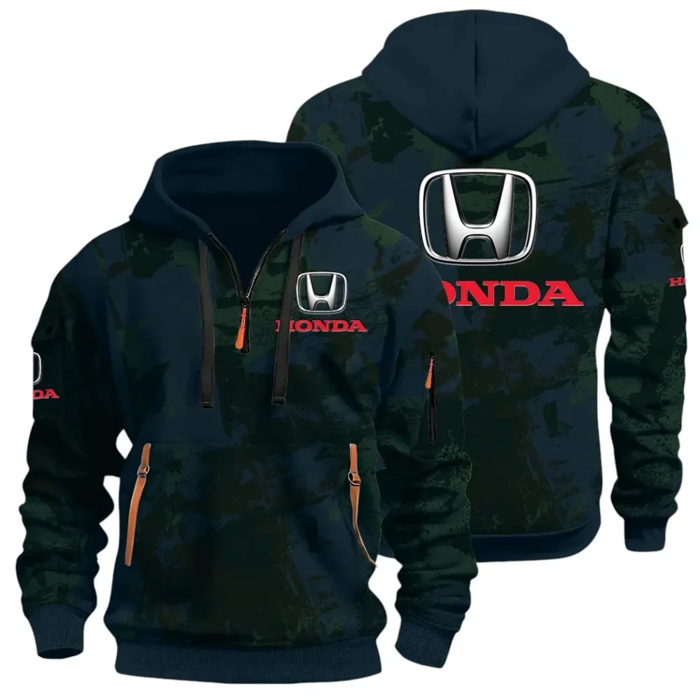 Compact Car Hoodie Half Zip 3D Print, Comfortable Daily Hoodie CAR514 - Navy