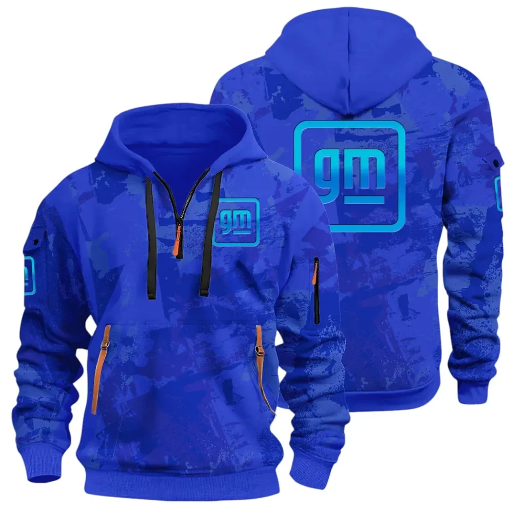 Automotive Brand Hoodie Half Zip 3D Print, Lightweight & Comfortable Streetwear Hoodie CAR514 - Blue