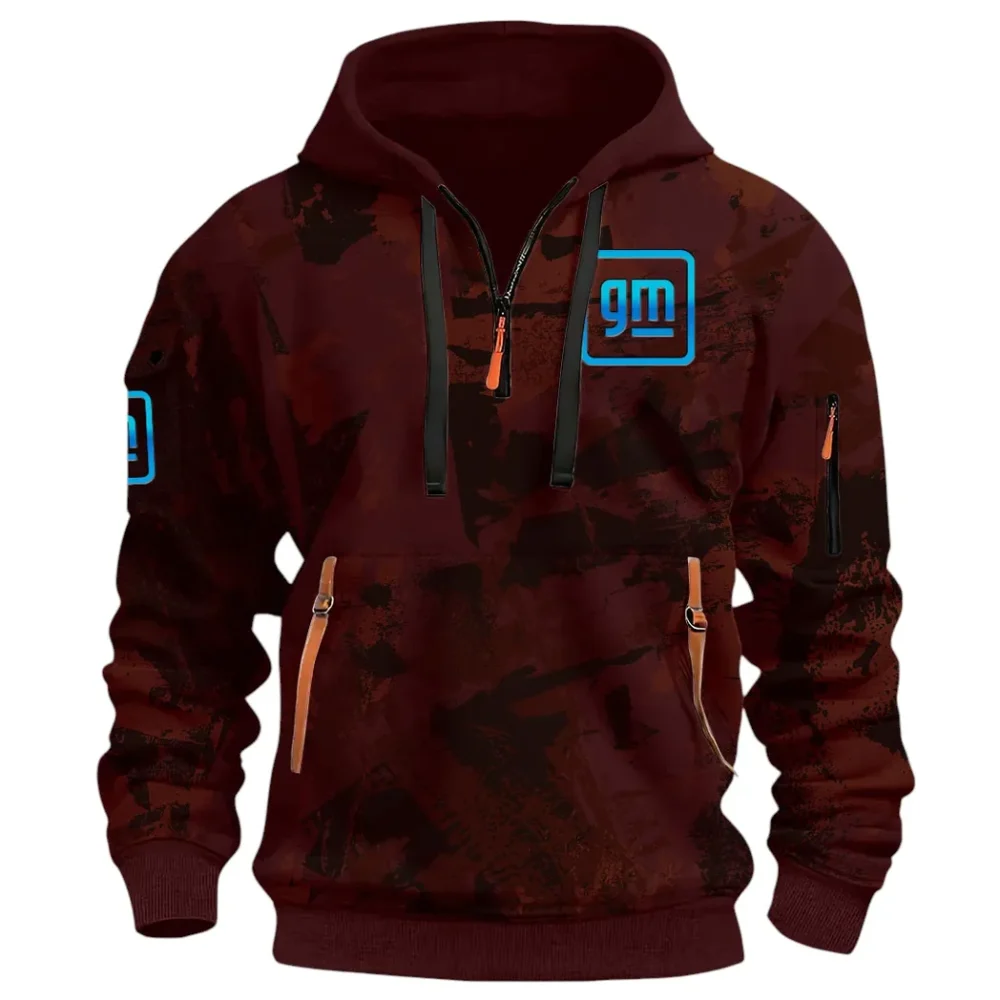 Automotive Brand Hoodie Half Zip 3D Print, Lightweight & Comfortable Streetwear Hoodie CAR514 - Dark Red - Image 2