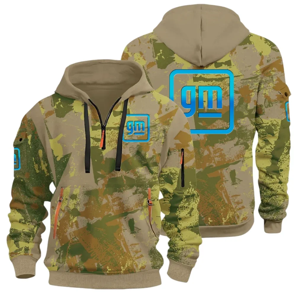 Automotive Brand Hoodie Half Zip 3D Print, Lightweight & Comfortable Streetwear Hoodie CAR514 - Khaki