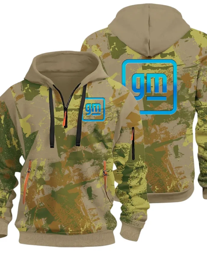 Automotive Brand Hoodie Half Zip 3D Print, Lightweight & Comfortable Streetwear Hoodie CAR514 - Khaki