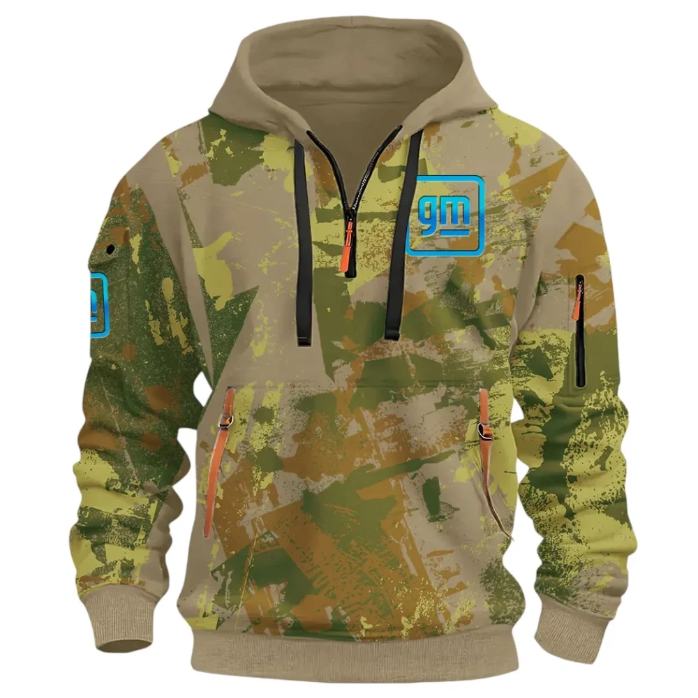 Automotive Brand Hoodie Half Zip 3D Print, Lightweight & Comfortable Streetwear Hoodie CAR514 - Khaki - Image 2