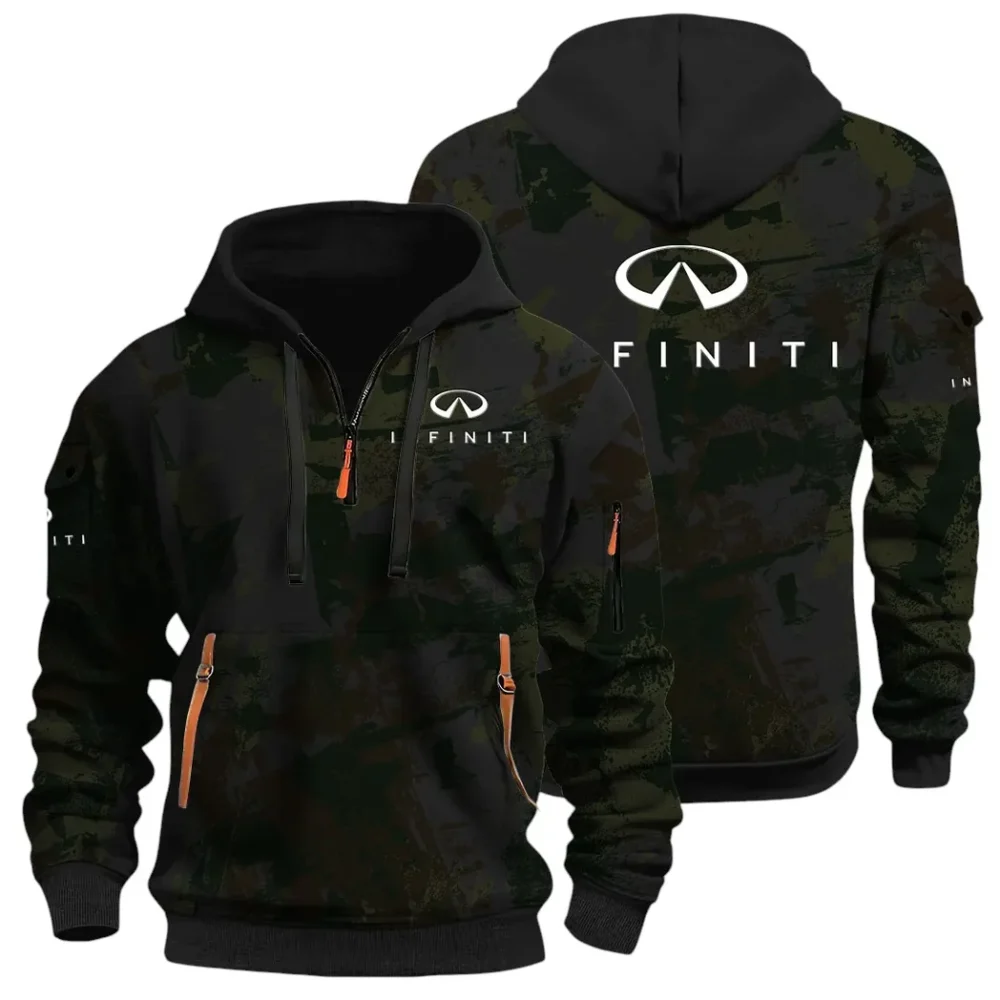 Premium Sedan Hoodie Half Zip 3D Print, Sporty & Street-Ready Hoodie CAR514 - Black