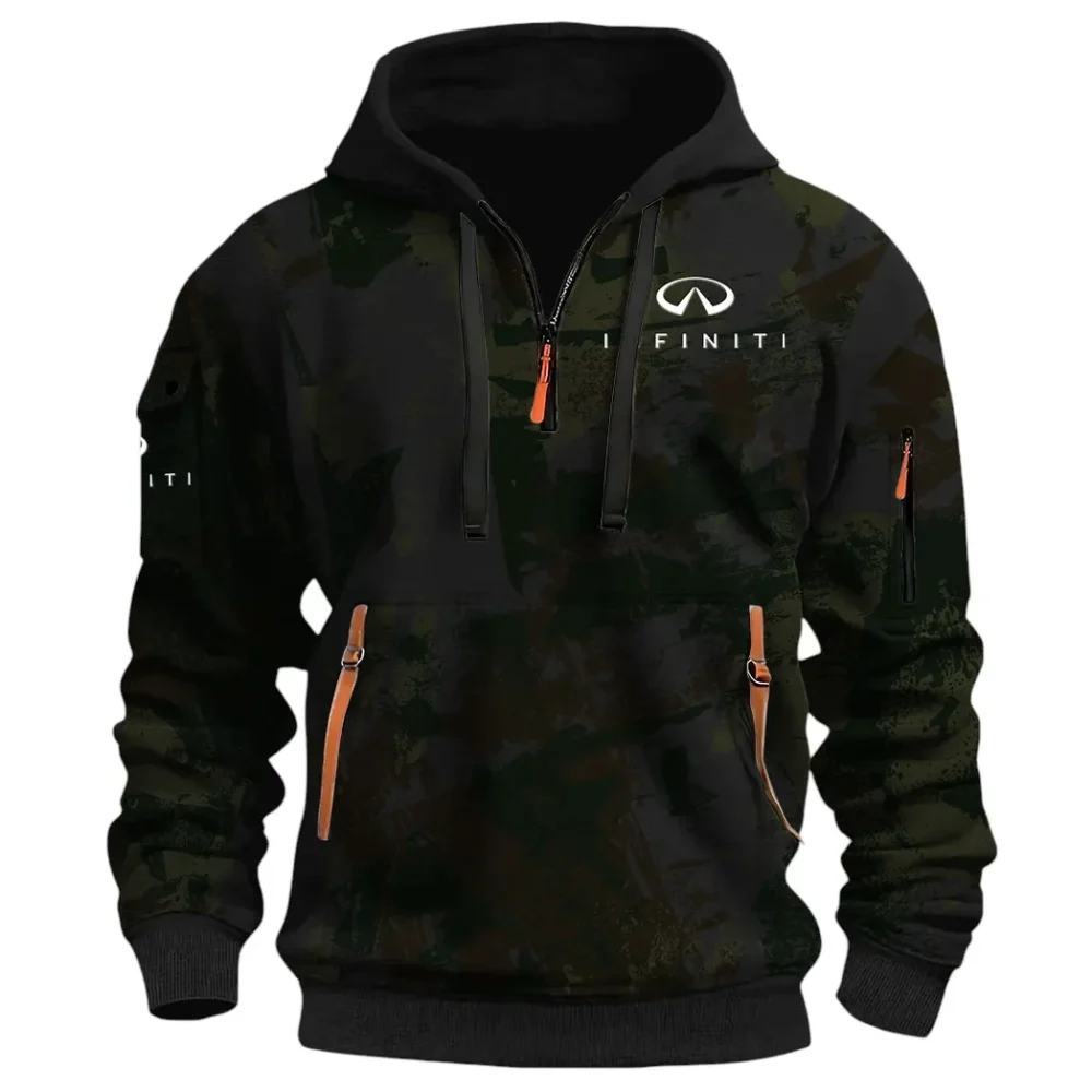 Premium Sedan Hoodie Half Zip 3D Print, Sporty & Street-Ready Hoodie CAR514 - Black - Image 2
