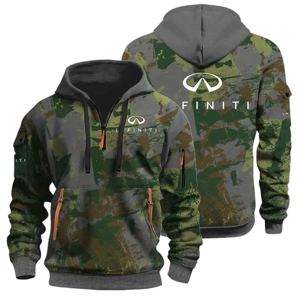 Premium Sedan Hoodie Half Zip 3D Print, Sporty & Street-Ready Hoodie CAR514 - Dark Gray