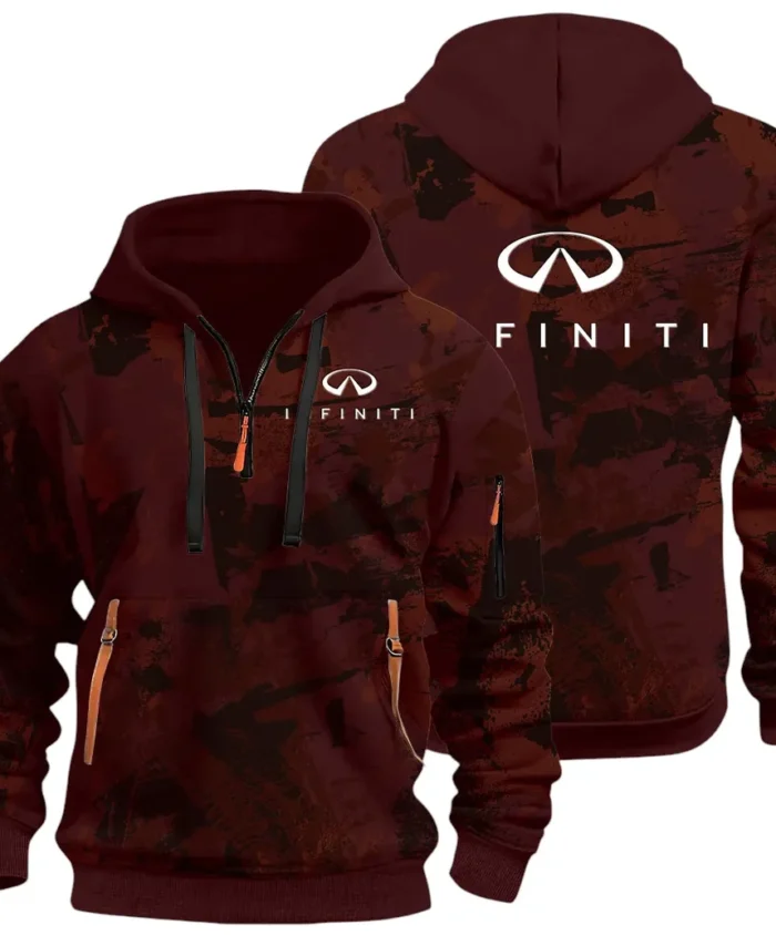 Premium Sedan Hoodie Half Zip 3D Print, Sporty & Street-Ready Hoodie CAR514 - Dark Red