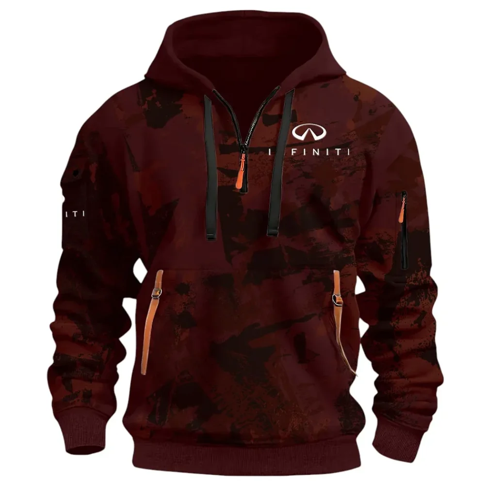 Premium Sedan Hoodie Half Zip 3D Print, Sporty & Street-Ready Hoodie CAR514 - Dark Red - Image 2