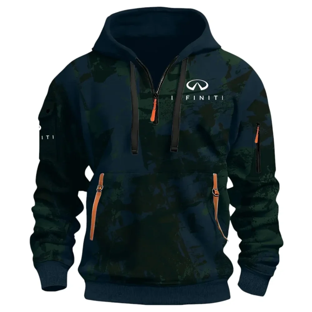 Premium Sedan Hoodie Half Zip 3D Print, Sporty & Street-Ready Hoodie CAR514 - Navy - Image 2