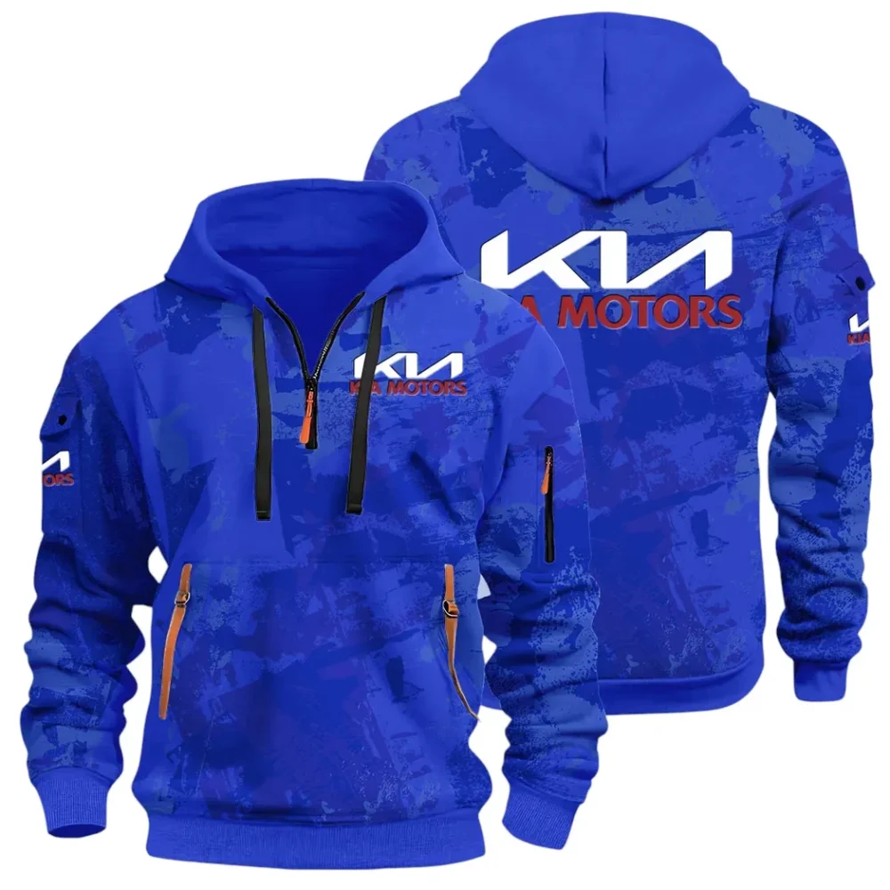 Reliable Automobile Hoodie Half Zip 3D Print, Urban Casual Comfort Hoodie CAR514 - Blue