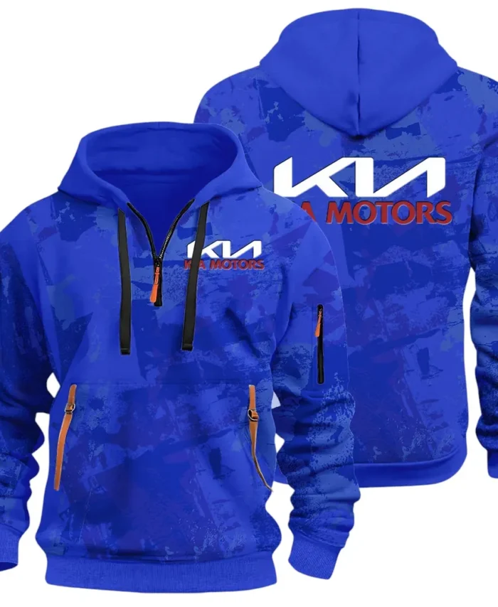 Reliable Automobile Hoodie Half Zip 3D Print, Urban Casual Comfort Hoodie CAR514 - Blue
