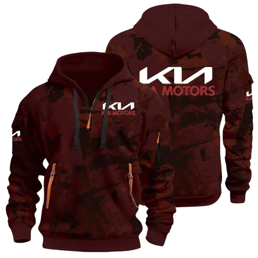 Reliable Automobile Hoodie Half Zip 3D Print, Urban Casual Comfort Hoodie CAR514 - Dark Red
