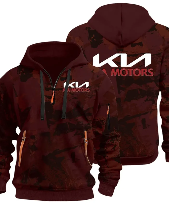 Reliable Automobile Hoodie Half Zip 3D Print, Urban Casual Comfort Hoodie CAR514 - Dark Red