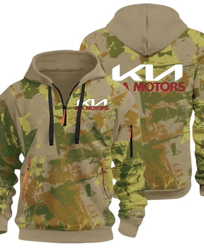 Reliable Automobile Hoodie Half Zip 3D Print, Urban Casual Comfort Hoodie CAR514 - Khaki