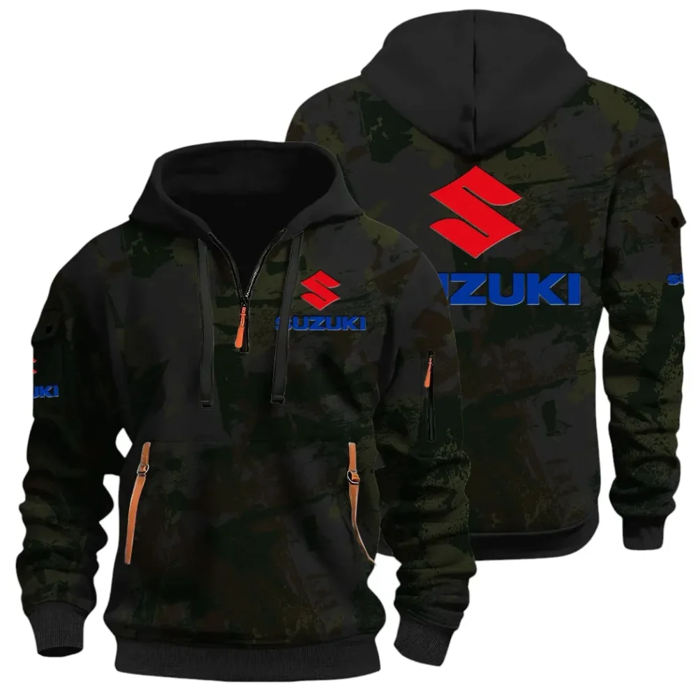 Racing Vibe Hoodie Half Zip 3D Print, Sporty & Street-Ready Hoodie CAR514 - Black