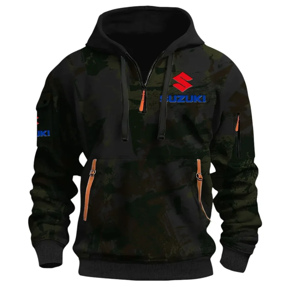 Racing Vibe Hoodie Half Zip 3D Print, Sporty & Street-Ready Hoodie CAR514 - Black - Image 2