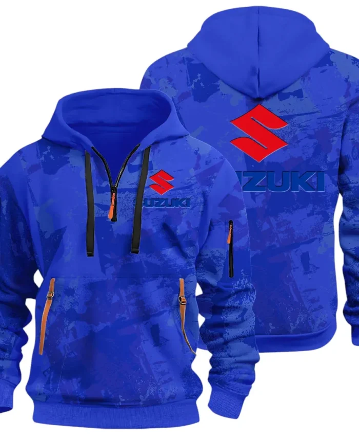 Racing Vibe Hoodie Half Zip 3D Print, Sporty & Street-Ready Hoodie CAR514 - Blue