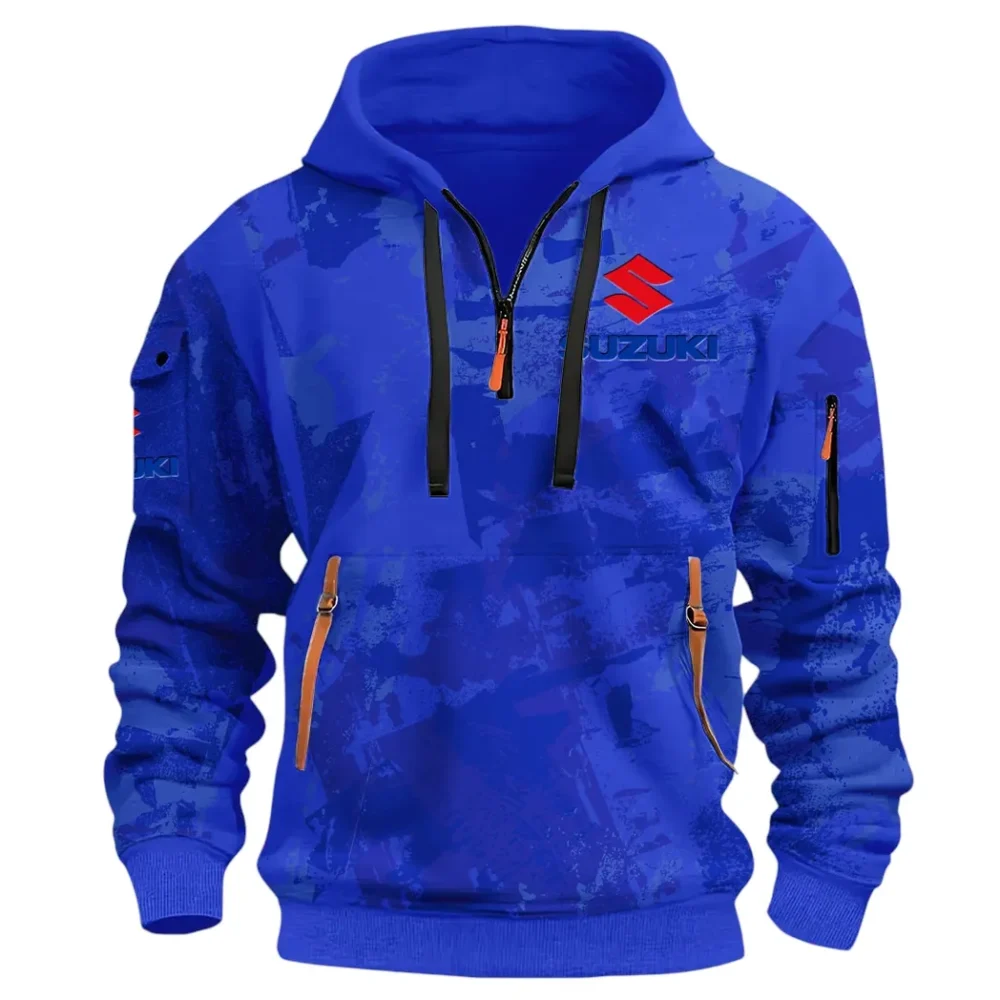 Racing Vibe Hoodie Half Zip 3D Print, Sporty & Street-Ready Hoodie CAR514 - Blue - Image 2