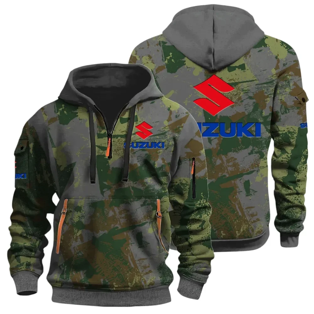 Racing Vibe Hoodie Half Zip 3D Print, Sporty & Street-Ready Hoodie CAR514 - Dark Gray
