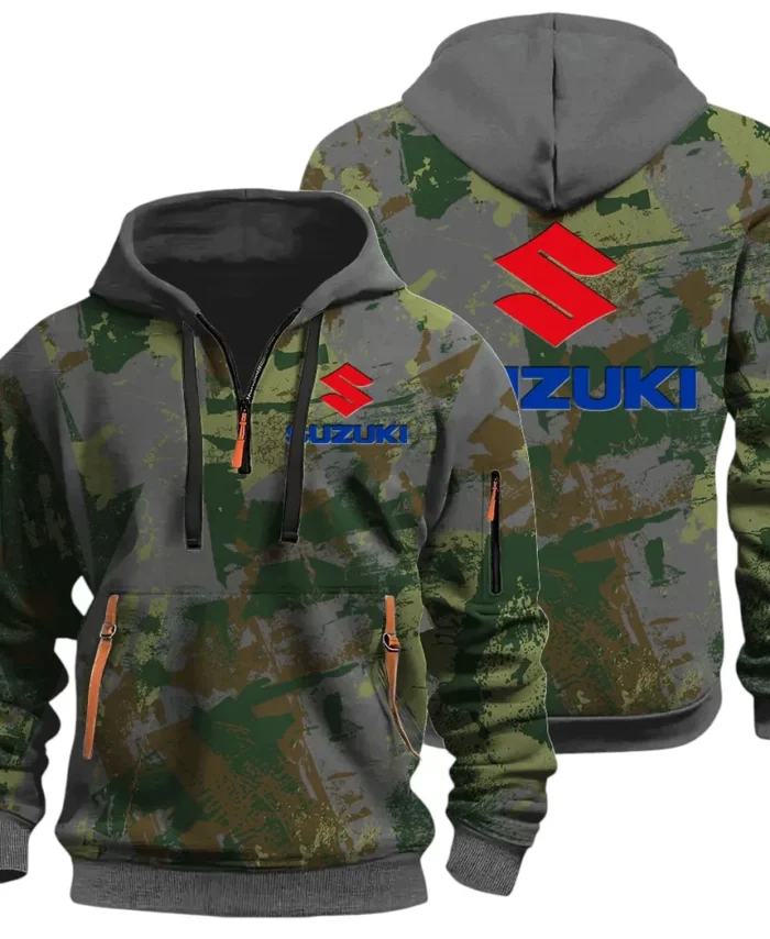 Racing Vibe Hoodie Half Zip 3D Print, Sporty & Street-Ready Hoodie CAR514 - Dark Gray