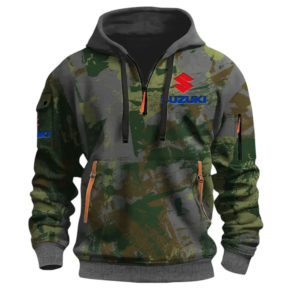 Racing Vibe Hoodie Half Zip 3D Print, Sporty & Street-Ready Hoodie CAR514 - Dark Gray - Image 2