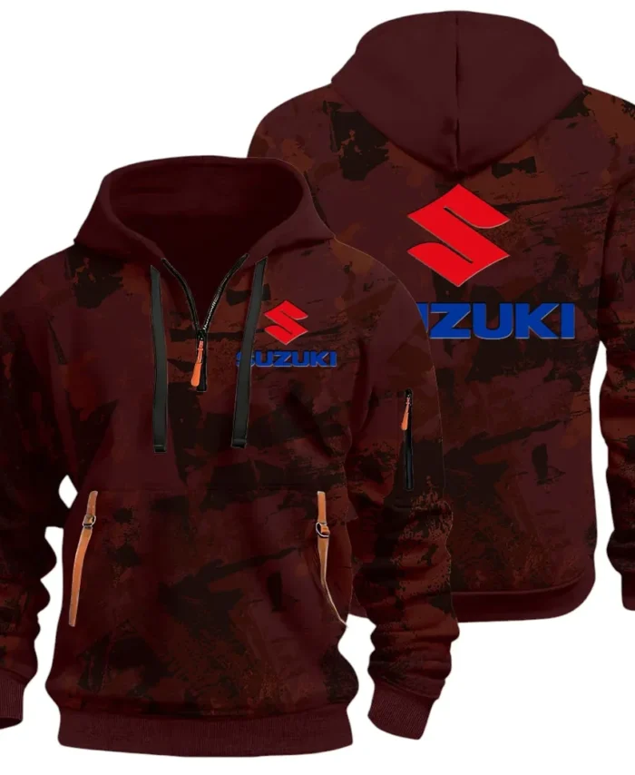 Racing Vibe Hoodie Half Zip 3D Print, Sporty & Street-Ready Hoodie CAR514 - Dark Red