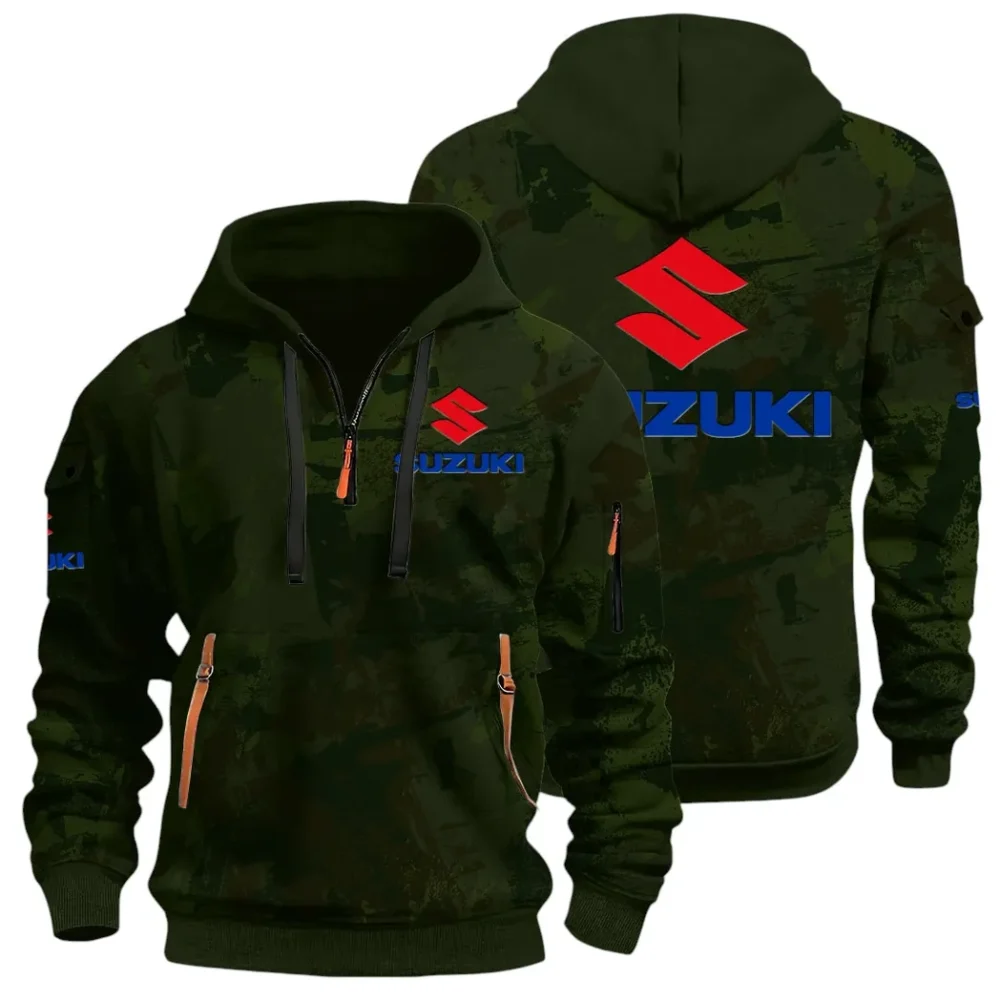 Racing Vibe Hoodie Half Zip 3D Print, Sporty & Street-Ready Hoodie CAR514 - Green