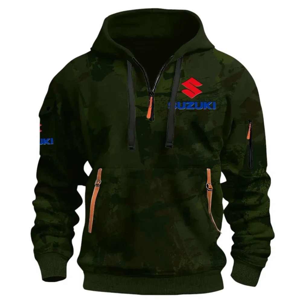 Racing Vibe Hoodie Half Zip 3D Print, Sporty & Street-Ready Hoodie CAR514 - Green - Image 2