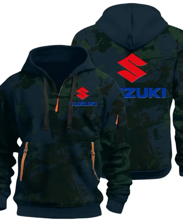 Racing Vibe Hoodie Half Zip 3D Print, Sporty & Street-Ready Hoodie CAR514 - Navy
