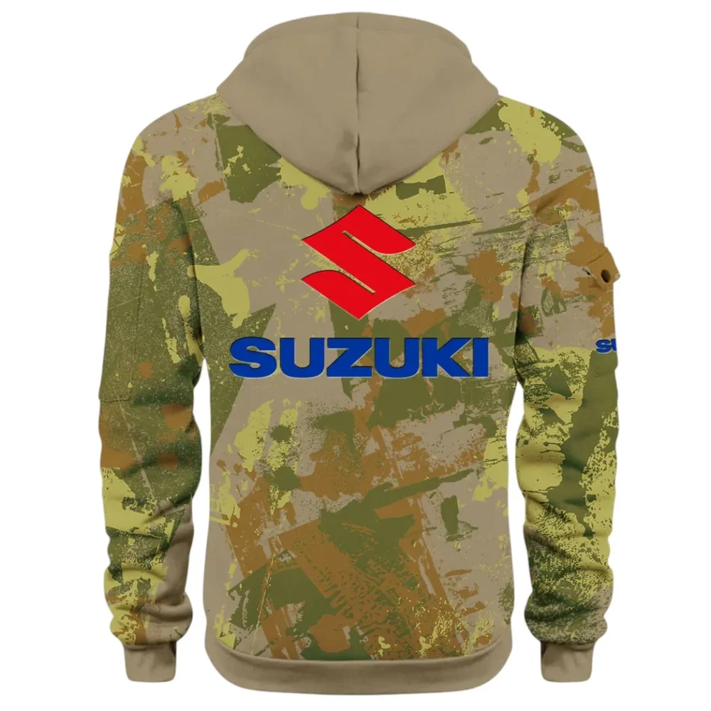 Racing Vibe Hoodie Half Zip 3D Print, Sporty & Street-Ready Hoodie CAR514 - Khaki - Image 3
