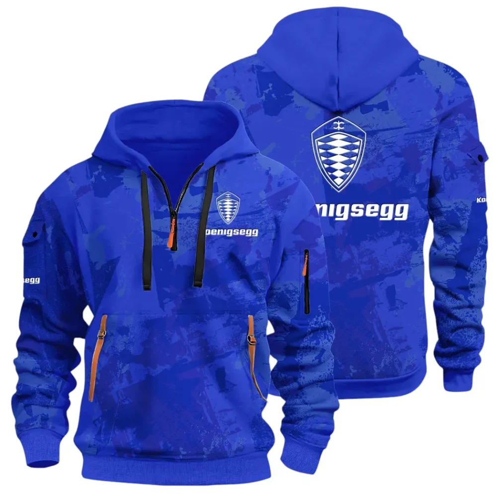 Extreme Speed Vehicle Hoodie Half Zip 3D Print, Urban Style & Relaxed Fit Hoodie CAR514 - Blue