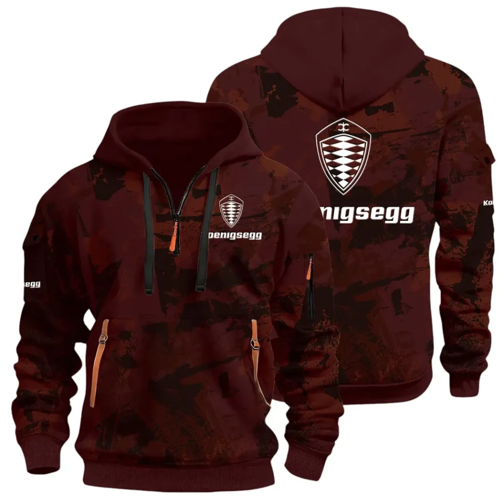 Extreme Speed Vehicle Hoodie Half Zip 3D Print, Urban Style & Relaxed Fit Hoodie CAR514 - Dark Red