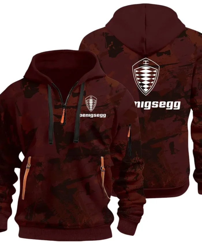 Extreme Speed Vehicle Hoodie Half Zip 3D Print, Urban Style & Relaxed Fit Hoodie CAR514 - Dark Red