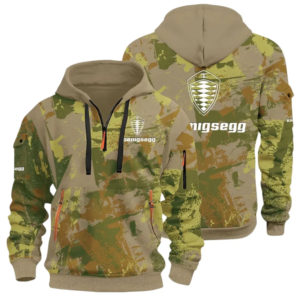 Extreme Speed Vehicle Hoodie Half Zip 3D Print, Urban Style & Relaxed Fit Hoodie CAR514 - Khaki