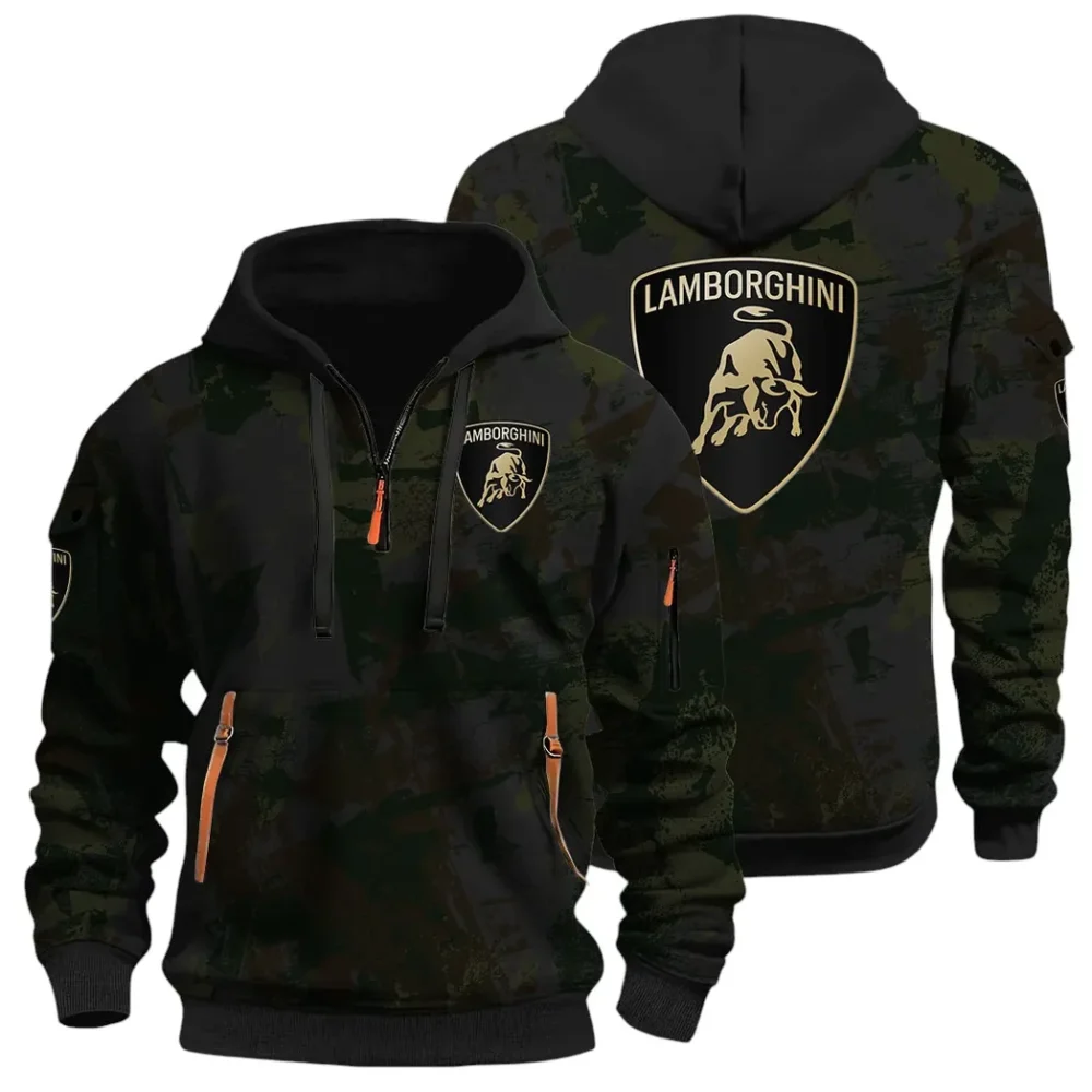 Iconic Supercar Ride Hoodie Half Zip 3D Print, Sporty & Casual Everyday Wear Hoodie CAR514 - Black