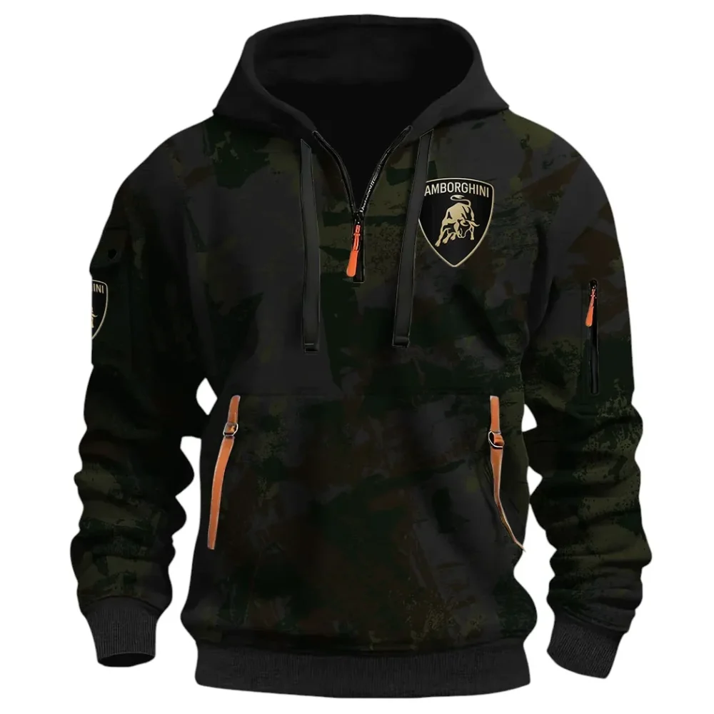 Iconic Supercar Ride Hoodie Half Zip 3D Print, Sporty & Casual Everyday Wear Hoodie CAR514 - Black - Image 2