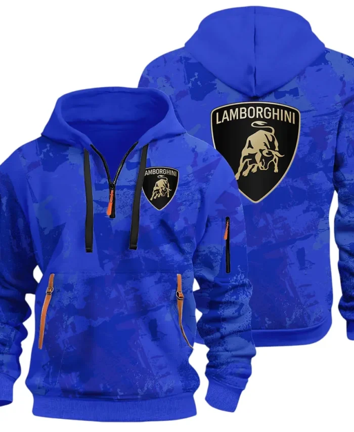 Iconic Supercar Ride Hoodie Half Zip 3D Print, Sporty & Casual Everyday Wear Hoodie CAR514 - Blue