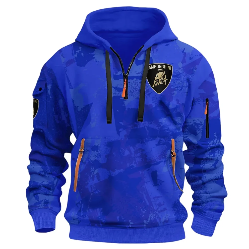 Iconic Supercar Ride Hoodie Half Zip 3D Print, Sporty & Casual Everyday Wear Hoodie CAR514 - Blue - Image 2