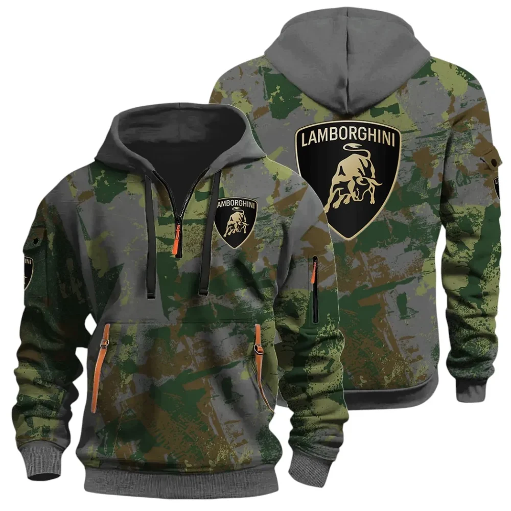 Iconic Supercar Ride Hoodie Half Zip 3D Print, Sporty & Casual Everyday Wear Hoodie CAR514 - Dark Gray